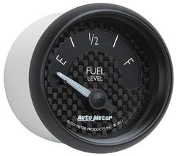 Gauge, GT Series, Fuel Level, Empty-Full, 2 1/16 in., Carbon Fiber Face, Analog, Electrical, Each