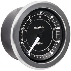 Gauge, Chronograph Series, Tachometer, 0-10,000 rpm, 3 3/8 in., Black Face, Analog, Electrical, Each