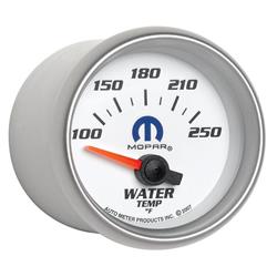 Gauge, Mopar Series, Water Temperature, 100-250 degrees F, 2 1/16 in., White Face, Analog, Electrical, Each