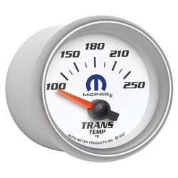 Gauge, Mopar Series, Transmission Temperature, 100-250 degrees F, 2 1/16 in., White Face, Analog, Electrical