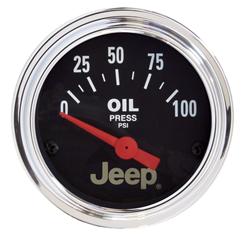 Gauge, Jeep Logo, Oil Pressure, 0-100 psi, 2 1/16 in., Analog, Electrical, Each