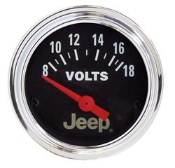 Gauge, Jeep Logo, Voltmeter, 8-18 V, 2 1/16 in., Analog, Electrical, Each