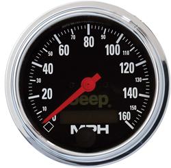 Gauge, Jeep Logo, Speedometer, 0-160 MPH, 3 3/8 in., Analog, Electrical, Each