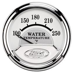 Gauge, Ford Masterpiece, Analog, Water Temperature, 100-250 Degrees F, 2 1/16 in., White/Gray Face, Electrical, Each