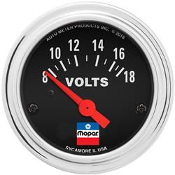 Gauge, Voltmeter, 8-18 V, 2 1/16 in., Analog, Electrical, Black Face, Each
