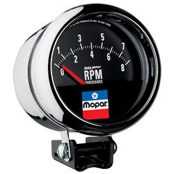 Tachometer Gauge, Analog, 0-8,000 rpm, 3 3/4 in. Diameter, Black Face, 90 Degree Sweep, Electrical, Each