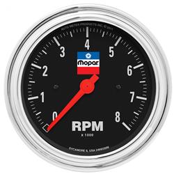 Tachometer Gauge, Analog, 0-8,000 rpm, 3 3/8 in. Diameter, Black Face, 140 Degree Sweep, Electrical, Each
