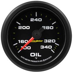 Gauge, Extreme Environment Series, Oil Temperature, 100-340 Degrees F, 2 1/16 in., Black, Analog, Each