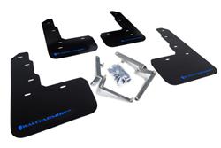 Mud Flaps, UR, Front/Rear, Polyurethane, Black, Blue Logo, Honda, Set of 4