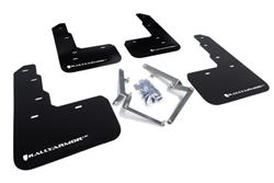 Mud Flaps, UR, Front/Rear, Polyurethane, Black, White Logo, Honda, Set of 4