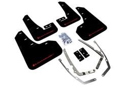 Mud Flaps, UR, Front/Rear, Polyurethane, Black, w/Red Logo, Volkswagen, Set of 4