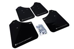 Mud Flaps, UR, Front/Rear, Polyurethane, Black, Silver Logo, Subaru, Set of 4