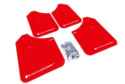 Mud Flaps, UR, Front/Rear, Polyurethane, Red, w/White Logo, Subaru, Set of 4