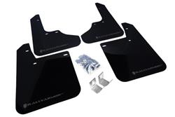 Mud Flaps, UR, Front/Rear, Polyurethane, Black, Grey Logo, Subaru, Set of 4