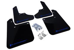 Mud Flaps, UR, Front/Rear, Polyurethane, Black, Blue Logo, Subaru, Set of 4