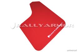 Mud Flaps, UR, Front/Rear, Polyurethane, Red, White Logo, Universal, Set of 4