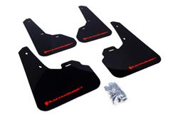 Mud Flaps, UR, Front/Rear, Polyurethane, Black, w/Red Logo, Mazda, Set of 4