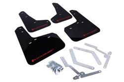 Mud Flaps, UR, Front/Rear, Polyurethane, Black, w/Red Logo, Ford, Set of 4