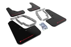 Mud Flaps, UR, Front/Rear, Polyurethane, Black, w/Red Logo, Tesla, Set of 4