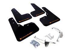 Mud Flaps, UR, Front/Rear, Polyurethane, Black, Orange Logo, Subaru, Set of 4