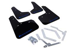 Mud Flaps, UR, Front/Rear, Polyurethane, Black, w/Blue Logo, Ford, Set of 4