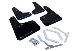 Mud Flaps, UR, Front/Rear, Polyurethane, Black, w/Nitrous Blue Logo, Ford, Set of 4