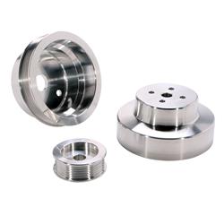 Pulley Set, Serpentine, Aluminum, Polished, Chevy, GMC, 4.3/5.0/5.7L, Set of 3