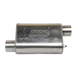 Muffler, VariTune, Rectangular Case, Chambered, Stainless, Natural, 2.5 in. Offset Inlet/Outlet, Each