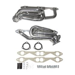 Exhaust Header, Shorty, Steel, Polished Ceramic Coated, Chevy, GMC, 5.0, 5.7L, Pair