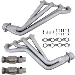 Headers, Long Tube with Cats, Steel, Titanium Ceramic Coating, Chevy, LS, Pair