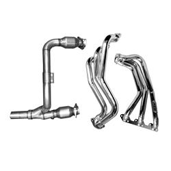 Headers, Long Tube with Cats, Steel, Silver Ceramic Coated, Jeep, Wrangler, 3.8L, Y-Pipe, Kit