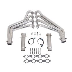 Headers, Long Tube, Steel, 1 7/8 in. Primary Tube Diameter, Polished Silver Ceramic Coated, Chevrolet, 6.2L, Pair