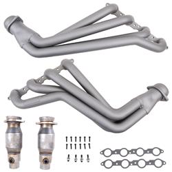 Headers, Full-Length, Long Tube, Steel, Titanium Ceramic Coated, 1 7/8 in. Primary Tube O.D., Catalytic Converters, Chevrolet, 6.2L LS, Pair