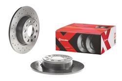 Brake Rotor, Brembo, Solid, Cross-Drilled Surface, 10.71 in. Diameter, Iron, UV-Coated, Audi, Each