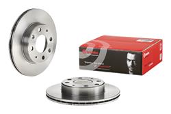 Brake Rotor, Brembo, Vented, Solid Surface, 9.09 in. Diameter, Iron, UV-Coated, For use on Honda®, Each