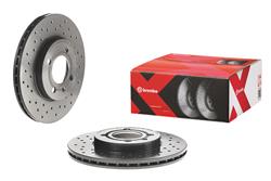 Brake Rotor, Brembo, Vented, Cross-Drilled Surface, 10.08 in. Diameter, Iron, UV-Coated, Volkswagen, Each