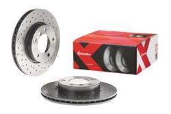 Brake Rotor, Brembo, Vented, Cross-Drilled Surface, 11.26 in. Diameter, Iron, UV-Coated, BMW, Each