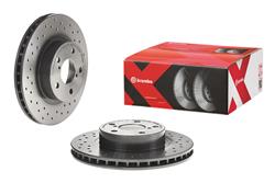 Brake Rotor, Brembo, Vented, Cross-Drilled Surface, 10.24 in. Diameter, Iron, UV-Coated, Subaru, Each