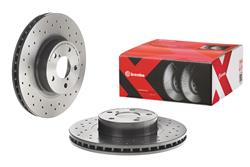Brake Rotor, Brembo, Vented, Cross-Drilled Surface, 10.87 in. Diameter, Iron, UV-Coated, Saab, Each