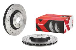 Brake Rotor, Brembo, Vented, Cross-Drilled Surface, 12.84 in. Diameter, Iron, UV-Coated, Subaru, Each