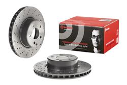Brake Rotor, Brembo, Vented, Cross-Drilled Surface, 12.28 in. Diameter, Iron, UV-Coated, Mercedes-Benz, Each
