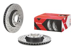 Brake Rotor, Brembo, Vented, Cross-Drilled Surface, 11.26 in. Diameter, Iron, UV-Coated, Volvo, Each
