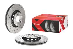 Brake Rotor, Brembo, Vented, Cross-Drilled Surface, 12.28 in. Diameter, Iron, UV-Coated, Audi, Each