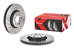 Brake Rotor, Brembo, Vented, Cross-Drilled Surface, 12.01 in. Diameter, Iron, UV-Coated, Volvo, Each