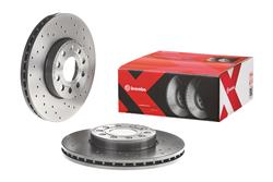 Brake Rotor, Brembo, Vented, Cross-Drilled Surface, 11.34 in. Diameter, Iron, UV-Coated, Audi, Each