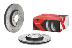 Brake Rotor, Brembo, Vented, Cross-Drilled Surface, 11.22 in. Diameter, Iron, UV-Coated, Saab, Each