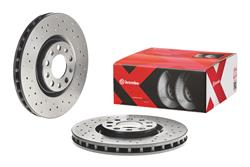 Brake Rotor, Brembo, Vented, Cross-Drilled Surface, 12.01 in. Diameter, Iron, UV-Coated, Chrysler, Each