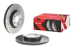 Brake Rotor, Brembo, Vented, Cross-Drilled Surface, 11.81 in. Diameter, Iron, UV-Coated, Volvo, Each