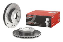 Brake Rotor, Brembo, Vented, Cross-Drilled Surface, 11.61 in. Diameter, Iron, UV-Coated, Mercedes-Benz, Each