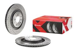 Brake Rotor, Brembo, Vented, Cross-Drilled Surface, 12.99 in. Diameter, Iron, UV-Coated, Audi, Each